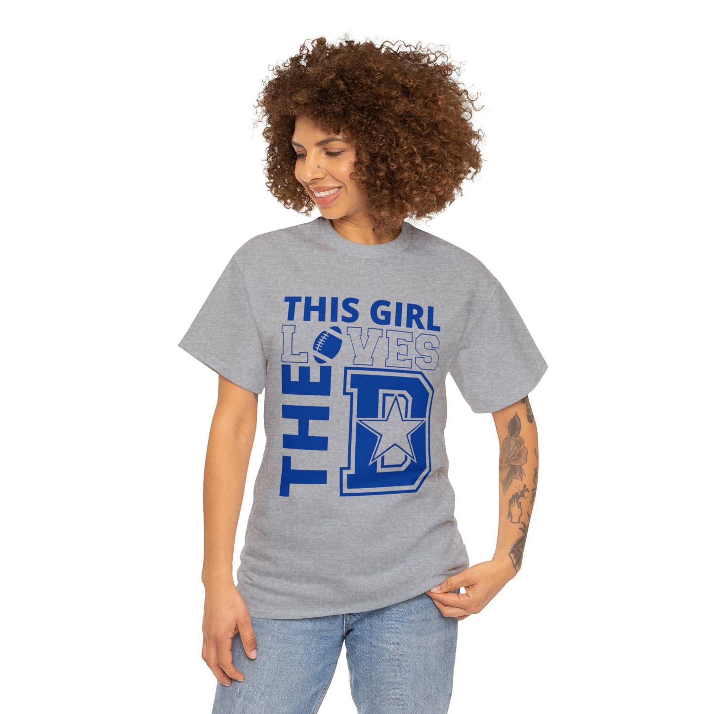 This Girl Loves the D - Cowboys Fan - Blue Print Unisex Heavy Cotton Tee
