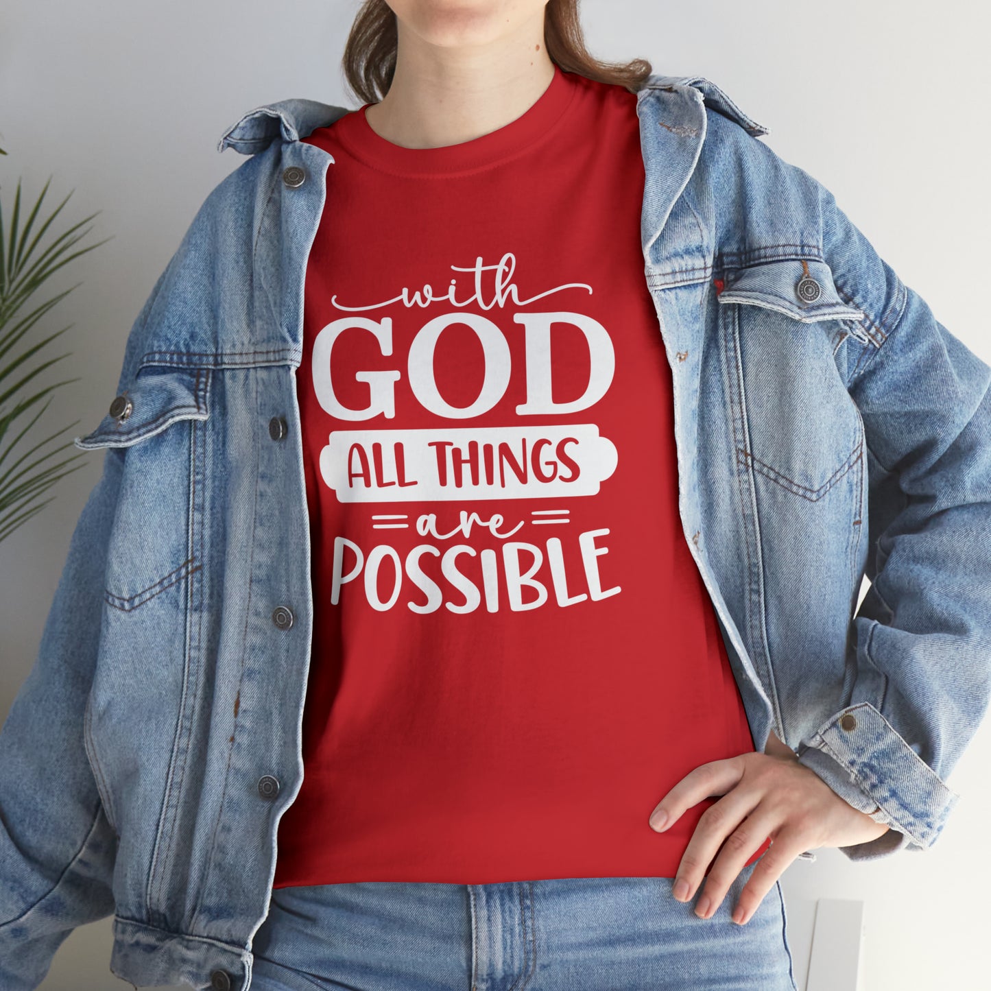With God All Things Are Possible Unisex Heavy Cotton Tee - White Print