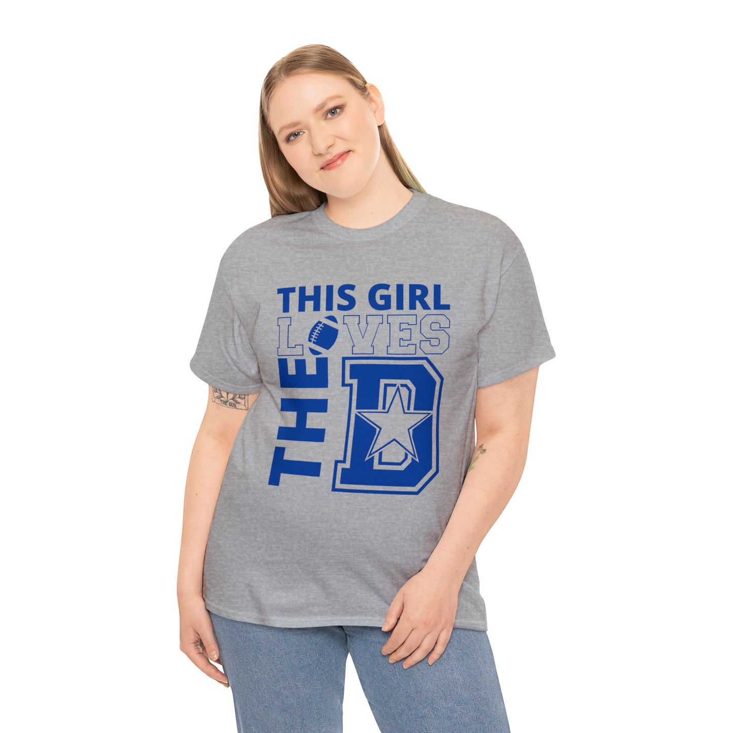 This Girl Loves the D - Cowboys Fan - Blue Print Unisex Heavy Cotton Tee