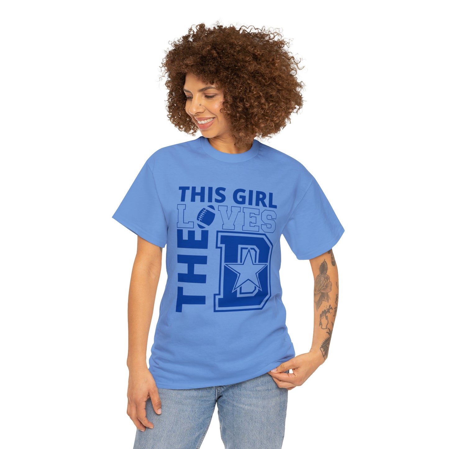 This Girl Loves the D - Cowboys Fan - Blue Print Unisex Heavy Cotton Tee