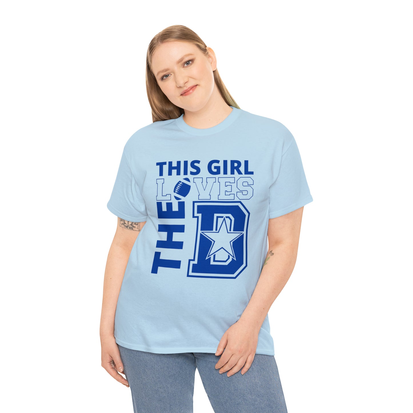 This Girl Loves the D - Cowboys Fan - Blue Print Unisex Heavy Cotton Tee