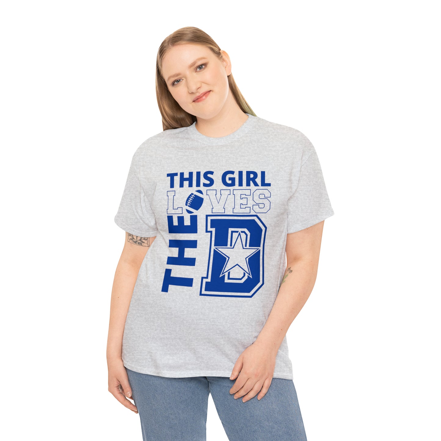 This Girl Loves the D - Cowboys Fan - Blue Print Unisex Heavy Cotton Tee