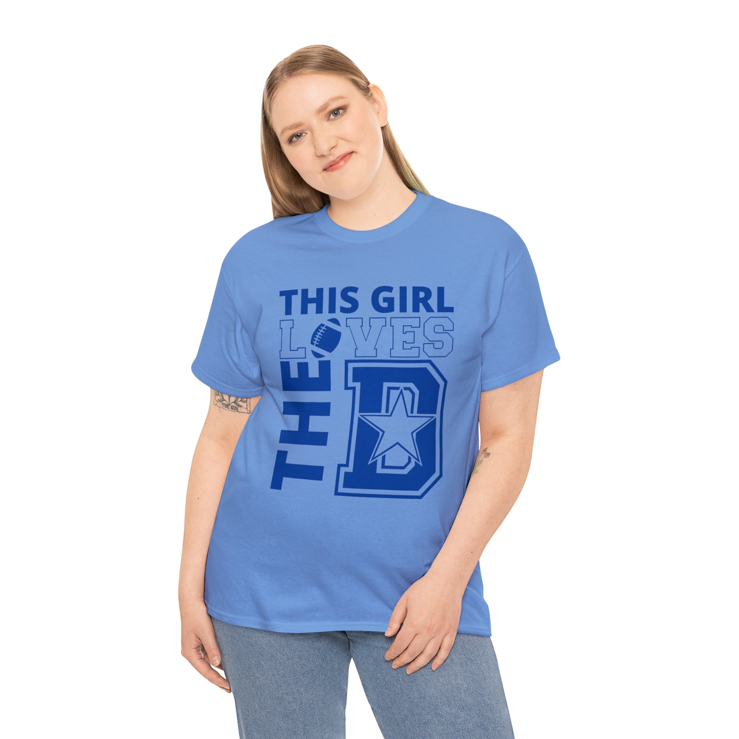 This Girl Loves the D - Cowboys Fan - Blue Print Unisex Heavy Cotton Tee