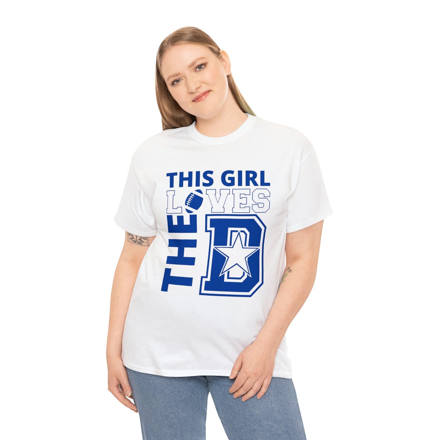 This Girl Loves the D - Cowboys Fan - Blue Print Unisex Heavy Cotton Tee