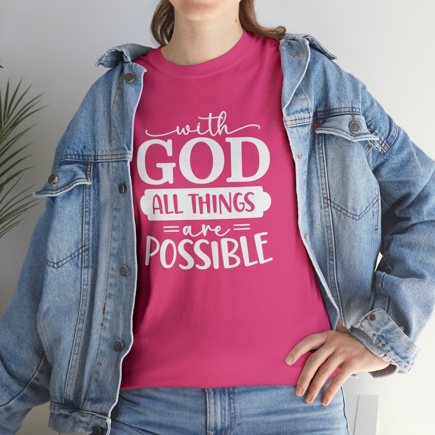 With God All Things Are Possible Unisex Heavy Cotton Tee - White Print
