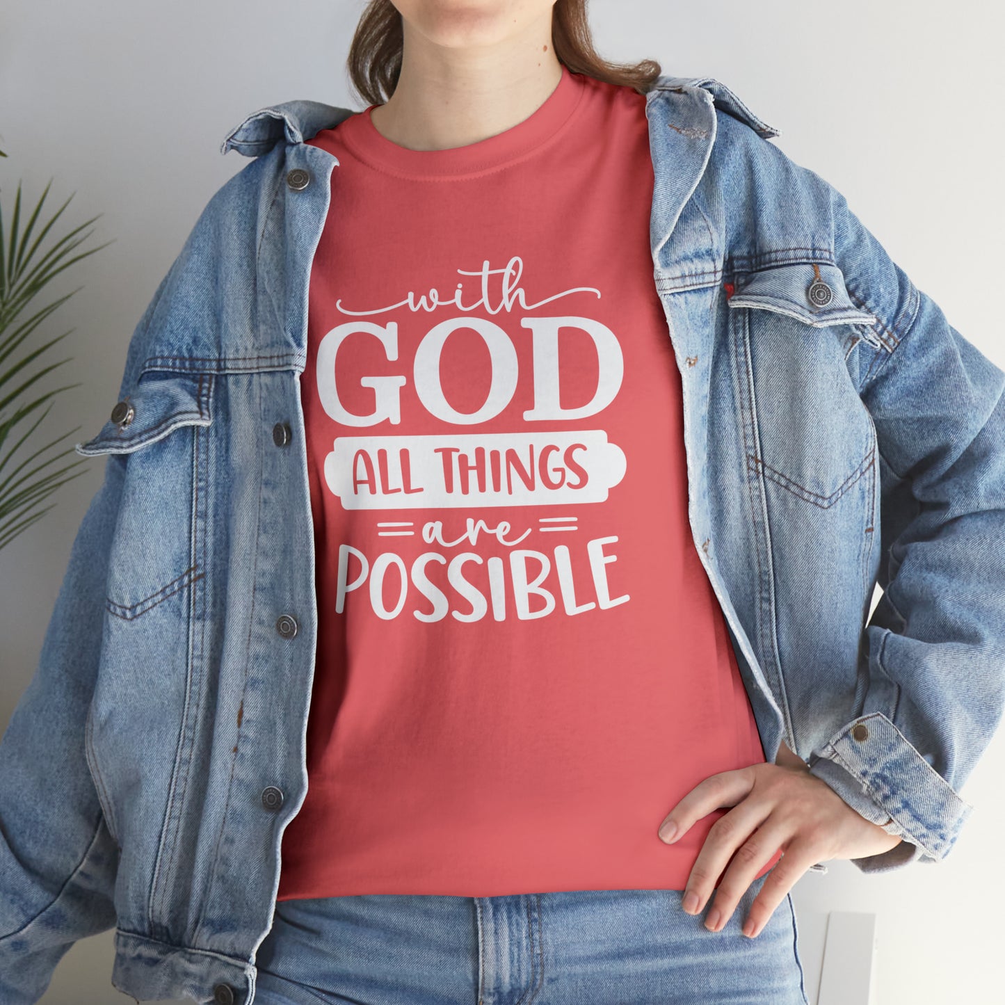 With God All Things Are Possible Unisex Heavy Cotton Tee - White Print